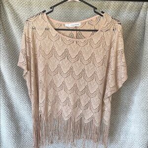 Maurices Light Pink Knit Top with Fringe